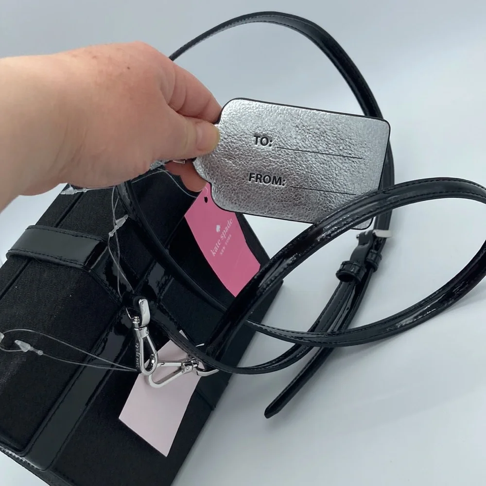 NWT KATE SPADE BLACK WRAPPING PARTY GIFT BOX CROSSBODY